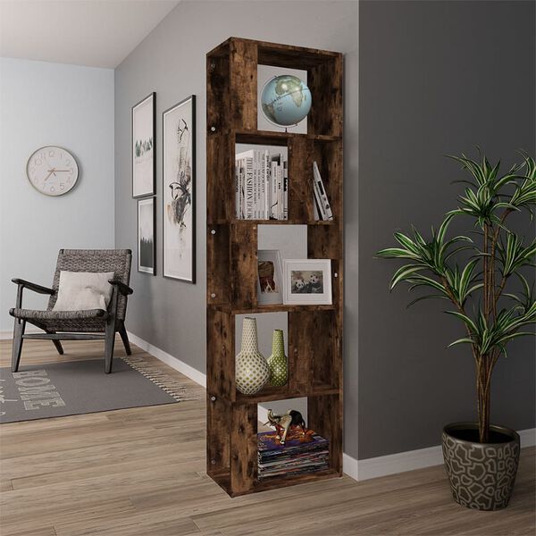 vidaXL Book Cabinet Smoked Oak Engineered wood Tall Book Cabinet