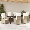 vidaXL Garden Dining Set with Cushion 7 pcs Beige Poly Rattan
