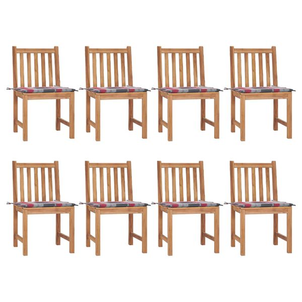 vidaXL Patio Chairs 8 pcs with Cushions Solid Teak Wood