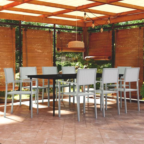 vidaXL 9 Piece Patio Dining Set White (2x47888+318751+318763)