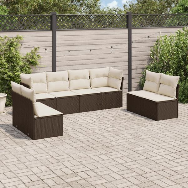 vidaXL Garden Sofa Set Brown,Cream White