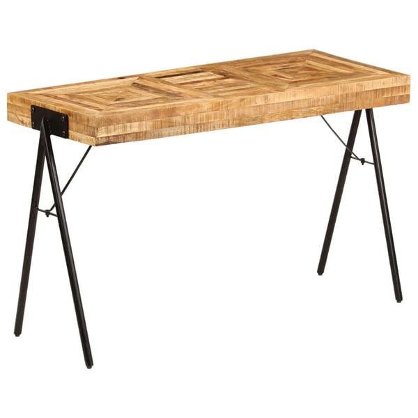 vidaXL Writing Table Natural wood Solid mango wood, Steel Medium