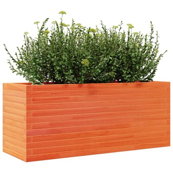 vidaXL Garden Planter Wax Brown Solid Pine Wood 43.3 x 15.7 x 17.9 in
