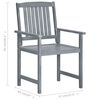 vidaXL Patio Chair Set of 8 Gray Solid acacia wood Standard Durable