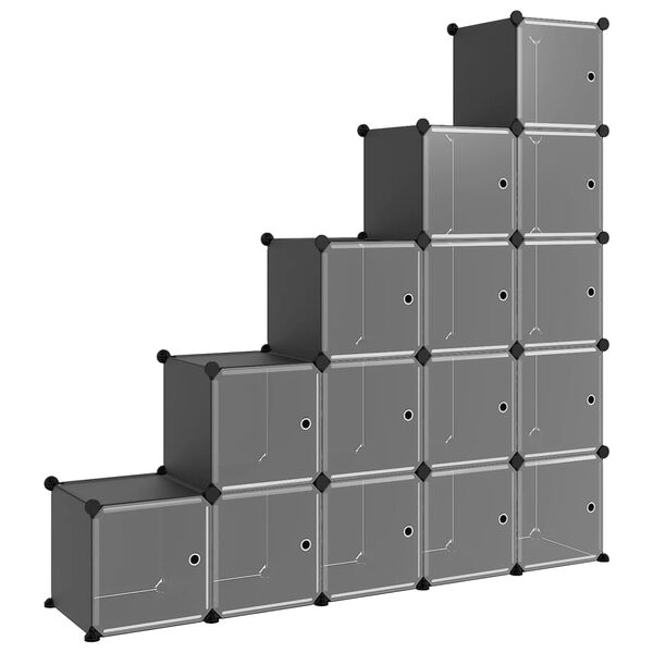 vidaXL Storage Cube Organizer Black PP Plastic, Steel Large Stackable
