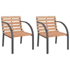 vidaXL Garden Chair Set of 2 Brown Wood seat and backrest, steel frame