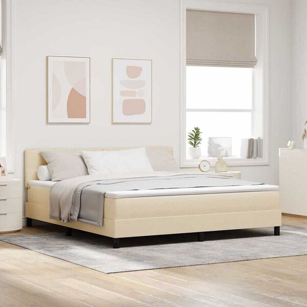 vidaXL Box Spring Bed with Mattress Cream 70.9" x 78.7" fabric