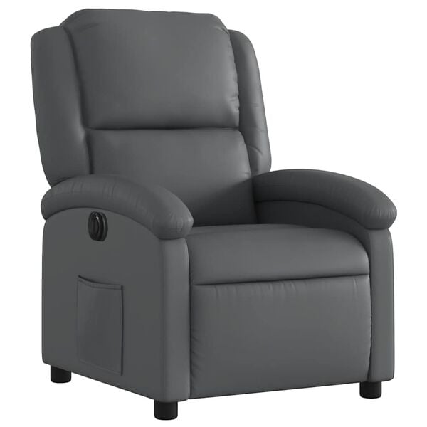 vidaXL Electric Recliner Chair Gray Faux leather, wood, metal Standard
