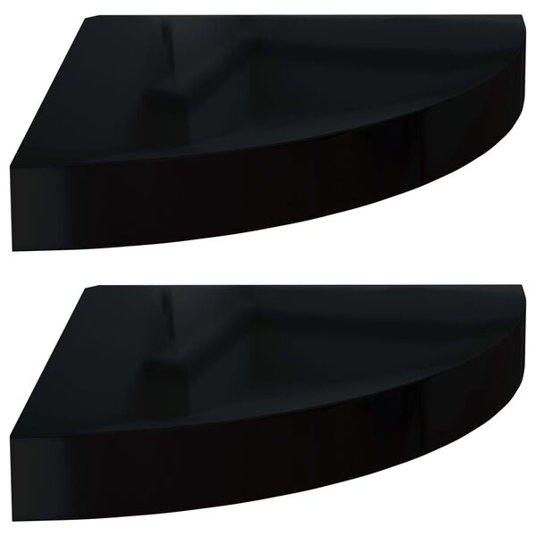 vidaXL Corner Shelf Set of 2 High gloss black Honeycomb MDF