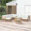 vidaXL Garden Lounge Set Cream White Bamboo, Fabric (100% polyester) Large