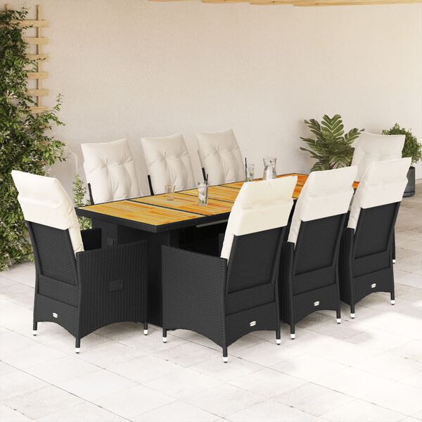 vidaXL Bistro Set Black, Cream Poly Rattan 10-seater Bistro Set