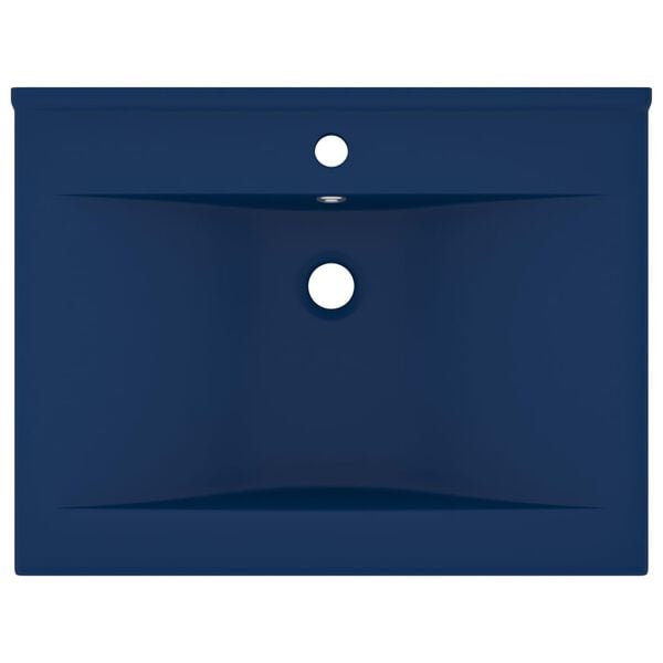 vidaXL Luxury Basin with Faucet Hole Matt Dark Blue 23.6x18.1" Ceramic