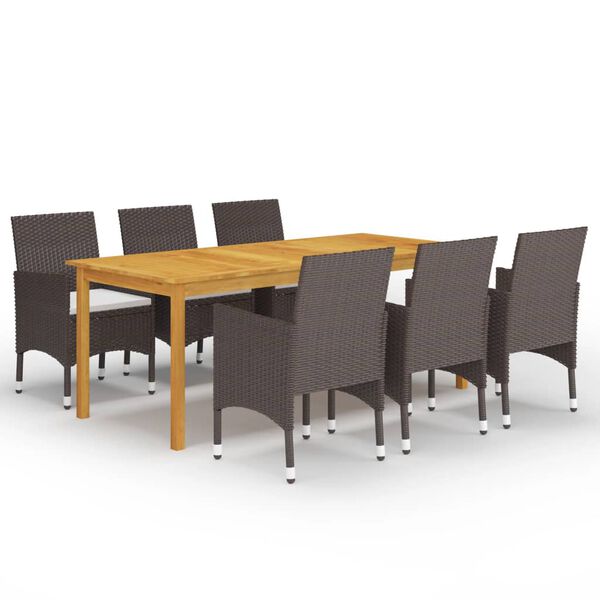 vidaXL Garden Dining Set Brown and Cream White