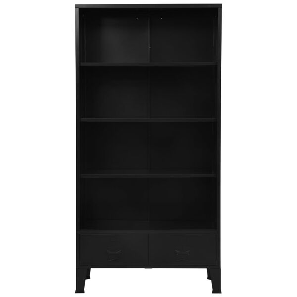 vidaXL Bookshelf Black Steel Storage Bookshelf Rectangular