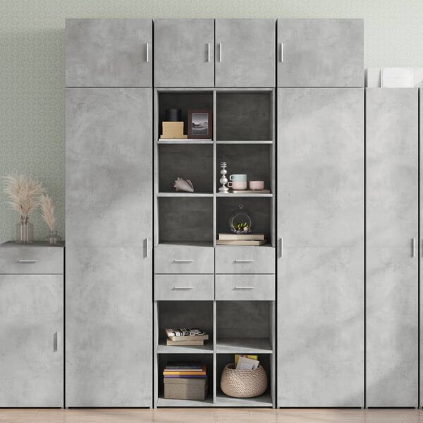 vidaXL Storage Cabinet Concrete grey Engineered wood Tall
