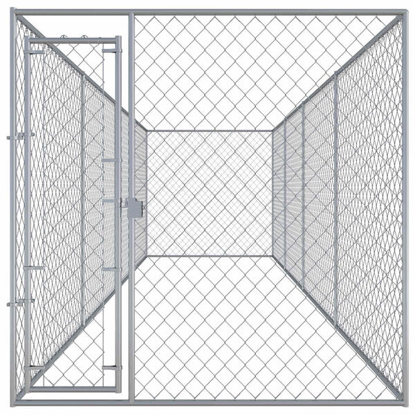 vidaXL Dog Kennel Silver Galvanized steel Extra Large