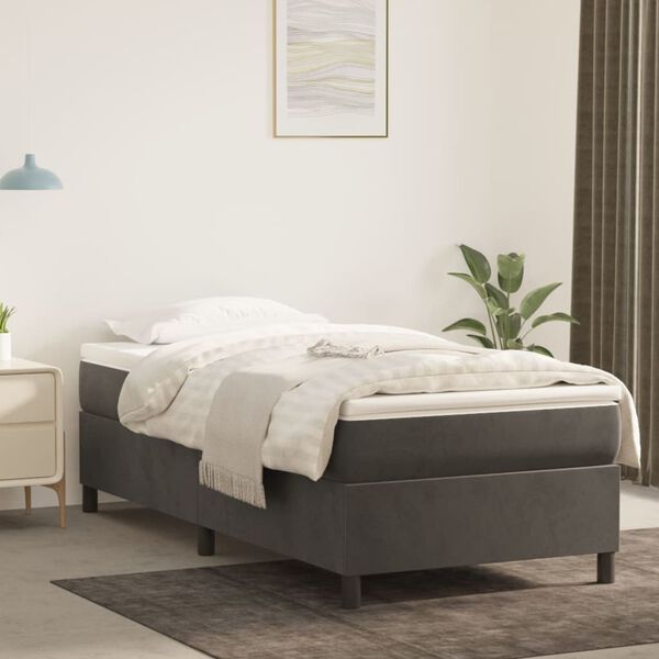 vidaXL Bed Frame Dark Grey Velvet (100% polyester), Plywood, Engineered wood