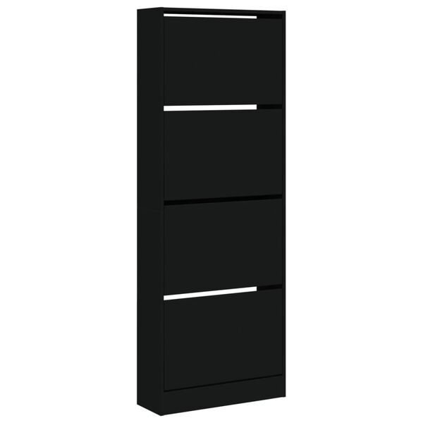 vidaXL Shoe Cabinet Black Engineered wood Slim Shoe Cabinet