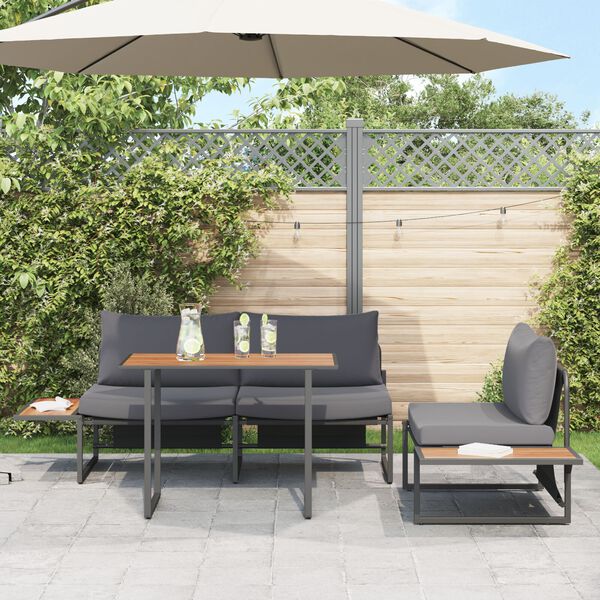vidaXL Garden Dining Set 3 pcs Anthracite Steel
