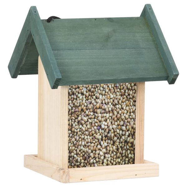 vidaXL Bird Feeder Green, Natural Wood Firwood, PVC Medium Portable