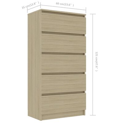 vidaXL Drawer Sideboard Sonoma Oak 23.6"x13.8"x47.6" Engineered Wood