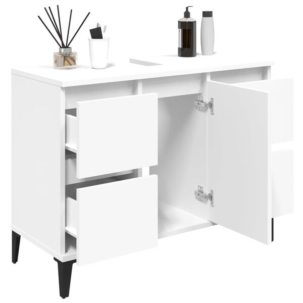vidaXL Sink Cabinet White Engineered wood, metal Medium Sink Cabinet