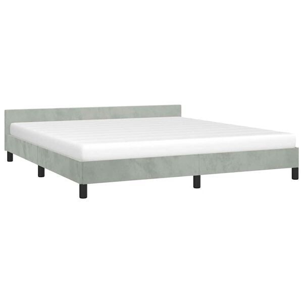 vidaXL Bed Frame With Headboard Light grey