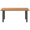 vidaXL Dining Table Light Brown Solid Oak wood top, Powder-Coated Steel legs