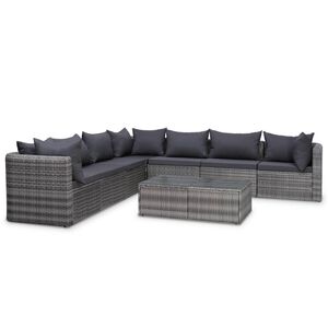 vidaXL Sofa Set Grey Poly rattan Medium Modular Outdoor Sofa Set
