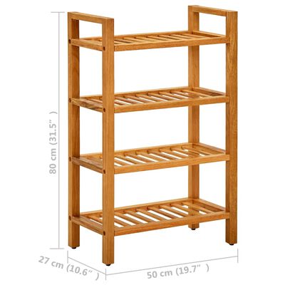 vidaXL Shoe Rack with 4 Shelves 19.7"x10.6"x31.5" Solid Oak Wood