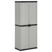 vidaXL Garden Storage Cabinet with 3 Shelves Gray&Black 26.8"x15.7"x66.1"