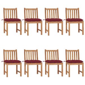 vidaXL Patio Chair Set of 8 Teak Teak Wood, 100% Polyester Sturdy