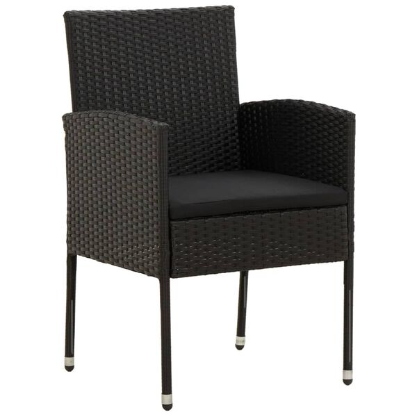 vidaXL Outdoor Dining Set Black PE rattan, steel, solid acacia wood