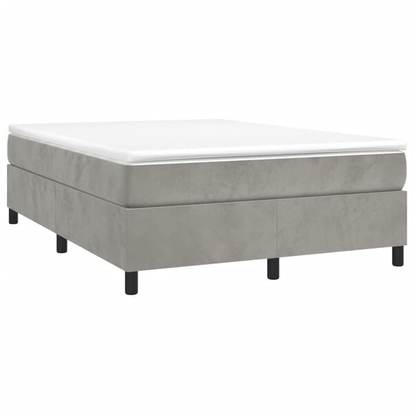 vidaXL Bed Frame Light Grey Velvet, Plywood, Engineered wood Queen