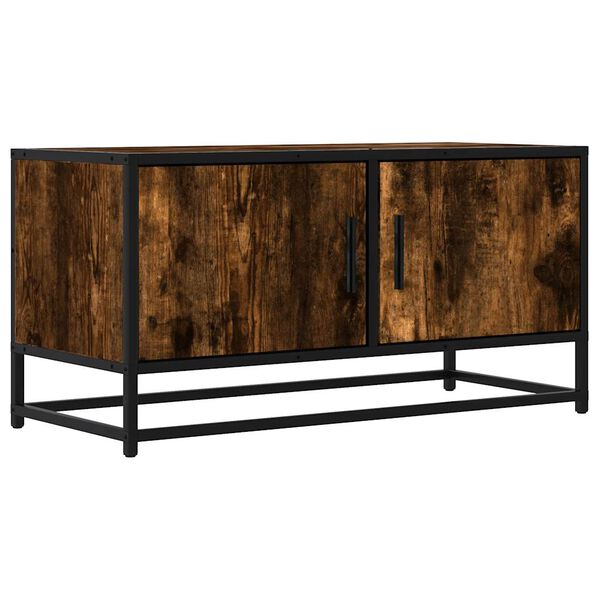 vidaXL TV Cabinet Smoked Oak Engineered wood, Metal Medium TV Cabinet