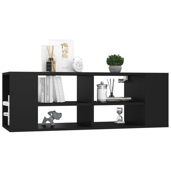 vidaXL Wall-Mounted TV Stand Black 40.2"x13.8"x13.8" Engineered Wood
