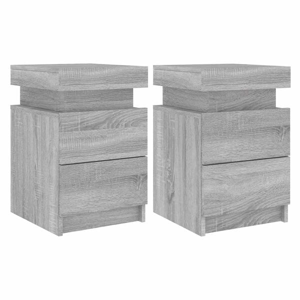 vidaXL Bedside Cabinet Set of 2 Grey Sonoma Engineered wood Medium