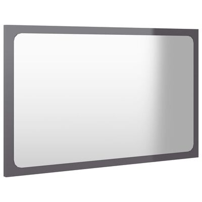 vidaXL Bathroom Mirror High Gloss Gray 23.6"x0.6"x14.6" Engineered Wood