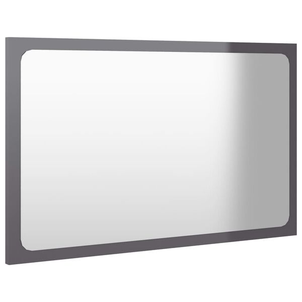 vidaXL Mirror High gloss gray Engineered wood, acrylic