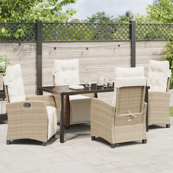 vidaXL Garden Dining Set 5 pcs Beige poly rattan
