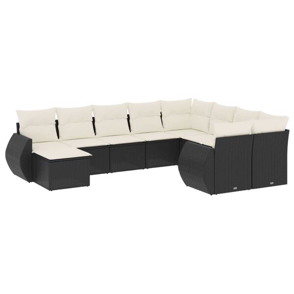 vidaXL Garden Sofa Set Black, Cream White