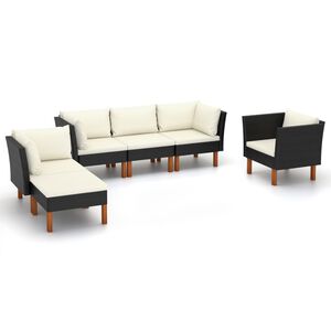 vidaXL Garden Lounge Set Black PE rattan Medium Modular