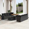 vidaXL Garden Sofa Set with Cushion 12 pcs Black Poly Rattan
