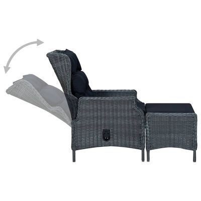 vidaXL 2 Piece Patio Lounge Set with Cushions Poly Rattan Dark Gray
