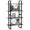 vidaXL Book Cabinet Grey Engineered wood, metal 4-Tier Book Cabinet