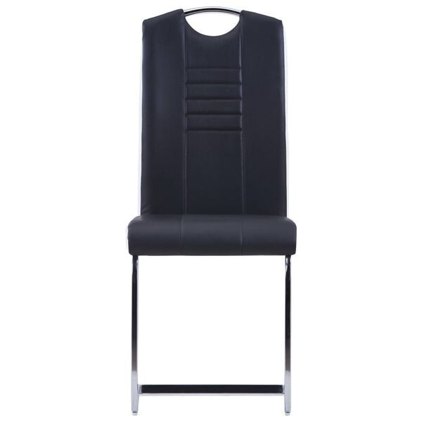 vidaXL Dining Chair Set of 2 Black Faux leather, Chrome-plated steel