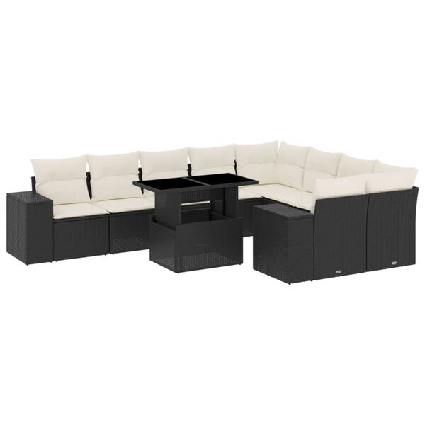 vidaXL Garden Sofa Set Black PE rattan Modular Garden Sofa Set