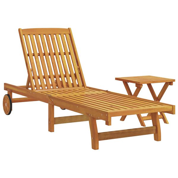 vidaXL Sun Lounger Set of 2 Brown Solid acacia wood Standard Foldable