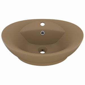 vidaXL Luxury Basin Overflow Oval Matt Cream 23.0x15.4" Ceramic