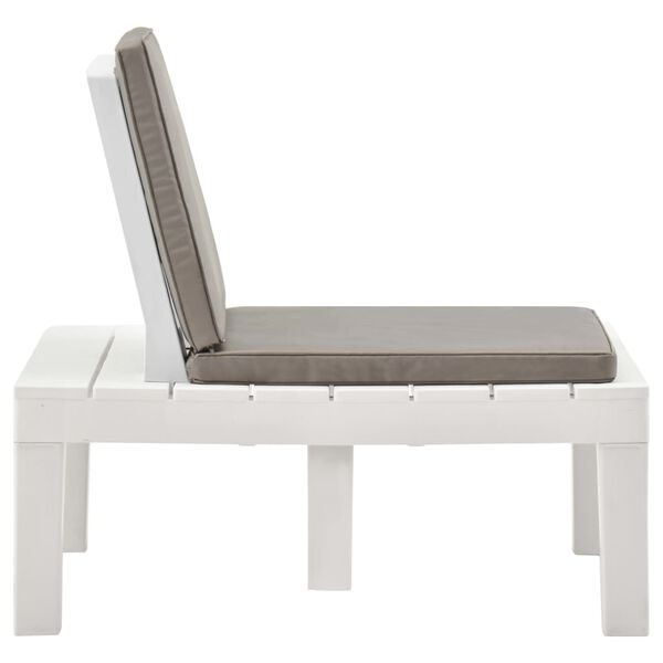 vidaXL Patio Lounge Chair with Cushion Plastic White